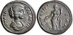 Roman Provincial PISIDIA. Lysinia. Julia Domna, Augusta, 193-217. Tetrassarion (Bronze, 27 mm, 12.86 g, 6 h). IOYΛIA •CЄBACTH Draped bust of Julia Domna to right. Rev. ΛYCINIЄΩN Tyche standing front, 