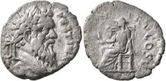 Roman Imperial Pertinax, 193. Denarius (Silver, 18 mm, 1.54 g, 6 h), Rome. [IMP CAES P HELV] PERTIN AVG Laureate head of Pertinax to right. Rev. [OPI DIVIN] TR P COS II Ops seated left, holding two gr