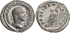 Roman Imperial Gordian II, 238. Denarius (Silver, 20 mm, 2.66 g, 5 h), Rome, March-April 238. IMP M ANT GORDIANVS AFR AVG Laureate, draped and cuirassed bust of Gordian II to right, seen from behind. 