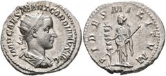 Roman Imperial Gordian III, 238-244. Antoninianus (Silver, 22 mm, 4.34 g, 7 h), Rome, 238. IMP CAES M ANT GORDIANVS AVG Radiate, draped and cuirassed bust of Gordian III to right, seen from behind. Re