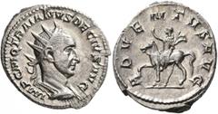 Roman Imperial Trajan Decius, 249-251. Antoninianus (Silver, 23 mm, 4.32 g, 1 h), Rome. IMP C M Q TRAIANVS DECIVS AVG Radiate, draped and cuirassed bust of Trajan Decius to right, seen from behind. Re