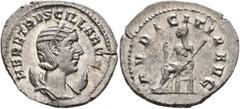 Roman Imperial Herennia Etruscilla, Augusta, 249-251. Antoninianus (Silver, 24 mm, 4.41 g, 11 h), Rome. HER ETRVSCILLA AVG Diademed and draped bust of Herennia Etruscilla set to right on crescent. Rev
