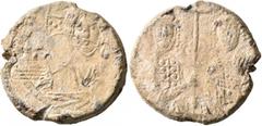 Byzantine Seals Basil II Bulgaroktonos, with Constantine VIII, 976-1025. Seal (Lead, 27 mm, 16.88 g, 12 h). +ЄΜ[ΜΑ-ΝΟVΗΛ] / IC - [XC] Bust of Christ Pantokrator facing, wearing a nimbus cruciger, each