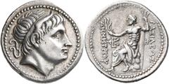 The Kleinkunst Collection KINGS OF MACEDON. Demetrios I Poliorketes, 306-283 BC. Tetradrachm (Silver, 31 mm, 16.90 g, 10 h), Amphipolis, circa 291-290. Diademed head of Demetrios to right, with bull's