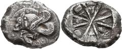 The Kleinkunst Collection LYCIA. Phoinike. Circa 500-480 BC. Stater (Silver, 22 mm, 9.65 g). Forepart of a winged boar to left; below, ΦOI; on the upper wing, horseshoe-shaped symbol. Rev. Incuse squa