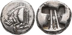 The Kleinkunst Collection DYNASTS OF LYCIA. Uncertain dynast, circa 500-480 BC. Stater (Silver, 20 mm, 9.33 g). Forepart of a boar to left, ending in a rectangle with two pelleted lines. Rev. Incuse s
