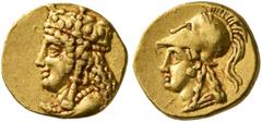 The Kleinkunst Collection CYPRUS. Salamis. Nikokles, circa 374-361 BC. 1/12 Stater (Gold, 8 mm, 0.72 g, 12 h). Draped bust of Aphrodite to left, wearing richly ornamented kalathos, pendant earring and