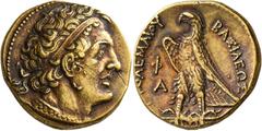 The Kleinkunst Collection PTOLEMAIC KINGS OF EGYPT. Ptolemy II Philadelphos, 285-246 BC. Trichryson or Pentadrachm (Gold, 22 mm, 17.85 g, 12 h), uncertain mint 21. Diademed head of Ptolemy I to right,