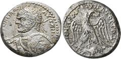 Roman Provincial SYRIA, Coele-Syria. Heliopolis. Caracalla, 198-217. Tetradrachm (Billon, 26 mm, 13.59 g, 11 h), 215-217. ΑΥΤ Κ Μ Α [ΑΝ]ΤⲰΝЄΙΝΟC CЄ•Β• Laureate and cuirassed bust of Caracalla to left,