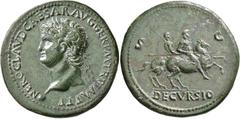Roman Imperial Nero, 54-68. Sestertius (Orichalcum, 36 mm, 25.76 g, 7 h), Lugdunum, circa 65. NERO CLAVD CAESAR AVG GER P M TR P IMP P P Laureate head of Nero to left; globe at point of neck. Rev. DEC