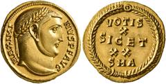 Roman Imperial Maximinus II, 310-313. Aureus (Gold, 19 mm, 5.25 g, 12 h), Antiochia, 310. MAXIMINVS P F AVG Laureate head of Maximinus to right. Rev. VOTIS / X / SIC ET / XX / SMA within laurel wreath