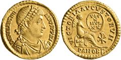 Roman Imperial Valentinian I, 364-375. Solidus (Gold, 21 mm, 4.45 g, 6 h), Antiochia, 373-374. D N VALENTINI-ANVS P F AVG Pearl-diademed, draped and cuirassed bust of Valentinian I to right. Rev. VICT