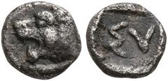Greek CARIA. Syangela (?). Circa 450-400 BC. Tetartemorion (Silver, 5 mm, 0.18 g, 3 h). Forepart of a lion to left. Rev. ΣY within square incuse. SNG Keckman -. SNG von Aulock -. Yarkin -. Apparently 