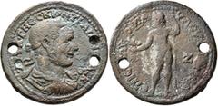 Roman Provincial AEOLIS. Aegae. Trajan Decius, 249-251. Medallion (Bronze, 40 mm, 38.08 g, 12 h), M. Aur Paulos, strategos. ΑΥΤ Κ Γ ΜЄϹ ΚΥΙΝ ΤΡΑΙΑΝΟϹ ΔЄΚΙΟϹ Laureate, draped and cuirassed bust of Traj