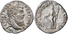 Roman Imperial Pertinax, 193. Denarius (Silver, 18 mm, 3.21 g, 6 h), Rome. IMP CAES P HELV PERTIN AVG Laureate head of Pertinax to right. Rev. LAETITIA TEMPOR COS II Laetitia standing front, head to l