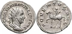 Roman Imperial Trajan Decius, 249-251. Antoninianus (Silver, 22 mm, 3.91 g, 6 h), Rome. IMP C M Q TRAIANVS DECIVS AVG Radiate and cuirassed bust of Trajan Decius to right, seen from behind. Rev. ADVEN