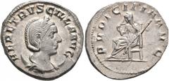 Roman Imperial Herennia Etruscilla, Augusta, 249-251. Antoninianus (Silver, 22 mm, 4.58 g, 11 h), Rome. HER ETRVSCILLA AVG Diademed and draped bust of Herennia Etruscilla set to right on crescent. Rev