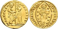 Early Medieval & Islamic CRUSADERS. Venetians in the Levant. Ducat (Gold, 21 mm, 3.49 g, 3 h), imitating Venice. Uncertain mint, struck in the name of Andrea Gritti, 1523-1538. St. Mark standing right