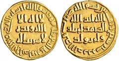 Early Medieval & Islamic ISLAMIC, Umayyad Caliphate. temp. al-Walid I ibn 'Abd al-Malik, AH 86-96 / AD 705-715. Dinar (Gold, 19 mm, 4.22 g, 7 h), without mint name, AH 87 = AD 705/6. In inner field: '