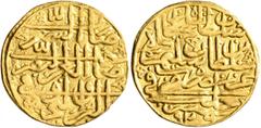 Early Medieval & Islamic ISLAMIC, Ottoman Empire. Sulayman I Qanuni ('the Lawgiver'), AH 926-974 / AD 1520-1566. Sultani (Gold, 20 mm, 3.48 g, 6 h), Halab, AH 926 = AD 1520. Pere 171. Sultan 9405. Sli