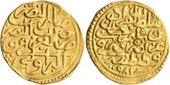 Early Medieval & Islamic ISLAMIC, Ottoman Empire. Murad III, AH 982-1003 / AD 1574-1595. Sultani (Gold, 20 mm, 3.42 g, 3 h), Qustantiniya, AH 982 = AD 1574. Pere 272 var. (without simple knot on the r