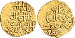 Early Medieval & Islamic ISLAMIC, Ottoman Empire. Murad III, AH 982-1003 / AD 1574-1595. Sultani (Gold, 20 mm, 3.48 g, 4 h), Qustantiniya, AH 982 = AD 1574. Pere 272. Sultan 9572. Minor areas of weakn