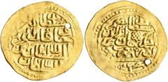 Early Medieval & Islamic ISLAMIC, Ottoman Empire. Ibrahim, AH 1049-1058 / AD 1640-1648. Sultani (Gold, 23 mm, 3.41 g, 6 h), Misr, AH 1049 = AD 1640. Pere 429. Sultan 9750 ( same dies ). Rare. Holed an