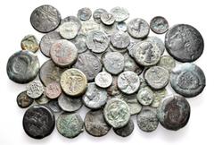 Group Lots A lot containing 58 bronze coins. All: Magna Graecia. Fine to very fine. LOT SOLD AS IS, NO RETURNS. 58 coins in lot. From a Swiss collection, formed in Ticino from the 1970s to 2000s.