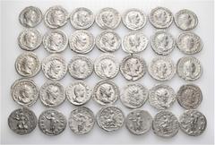 Group Lots A lot containing 35 silver coins. Including: Antoniniani of Gordian III (13), Philip I (7), Otacilia Severa (2), Philip II (2), Trajan Decius (8), Herennia Etruscilla (3). Very fine to extr