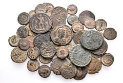 Group Lots A lot containing 46 bronze coins. Includes: Valentinian II and Gratian. About very fine to very fine. LOT SOLD AS IS, NO RETURNS. 46 coins in lot. From the old stock of a well-known German 
