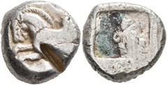 Greek DYNASTS OF LYCIA. Uncertain dynast, circa 520-470/60 BC. Stater (Silver, 18 mm, 9.39 g). Pegasos flying left. Rev. Facing lion scalp within incuse square. Müseler III, 34. Falghera -. SNG von Au