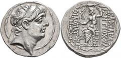 Greek SELEUKID KINGS OF SYRIA. Antiochos IX Eusebes Philopator (Kyzikenos), 114/3-95 BC. Tetradrachm (Silver, 28 mm, 16.12 g, 1 h), Antiochia on the Orontes. Third reign, circa 96-95. Diademed head of