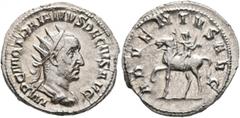 Roman Imperial Trajan Decius, 249-251. Antoninianus (Silver, 23 mm, 4.23 g, 2 h), Rome. IMP C M Q TRAIANVS DECIVS AVG Radiate and cuirassed bust of Trajan Decius to right, seen from behind. Rev. ADVEN