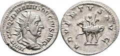 Roman Imperial Trajan Decius, 249-251. Antoninianus (Silver, 23 mm, 4.13 g, 7 h), Rome. IMP C M Q TRAIANVS DECIVS AVG Radiate and cuirassed bust of Trajan Decius to right, seen from behind. Rev. ADVEN