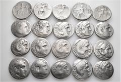 Group Lots A lot containing 20 silver coins. All: Alexander III 'the Great' Tetradrachms, some with countermarks. Fine to very fine. LOT SOLD AS IS, NO RETURNS. 20 coins in lot.