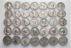 Group Lots A lot containing 35 silver coins. Including: Antoniniani of Gordian III (13), Philip I (7), Otacilia Severa (2), Philip II (2), Trajan Decius (8), Herennia Etruscilla (3). Very fine to extr