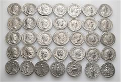 Group Lots A lot containing 35 silver coins. Including: Antoniniani of Gordian III (13), Philip I (6), Otacilia Severa (2), Philip II (2), Trajan Decius (8), Herennia Etruscilla (2), Herennius Etruscu