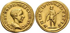 The Birger Bentsen Collection Hostilian, as Caesar, 250-251. Aureus (Gold, 19 mm, 4.23 g, 7 h), Rome. C VALENS HOSTIL MES QVINTVS N C Bare-headed and draped bust of Hostilian to right, seen from behin
