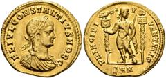 The Birger Bentsen Collection Constantius II, as Caesar, 324-337. Solidus (Gold, 20 mm, 4.41 g, 11 h), Nicomedia, 324-325. FL IVL CONSTANTIVS NOB C Laureate, draped and cuirassed bust of Constantius t