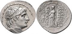 Greek SELEUKID KINGS OF SYRIA. Antiochos VII Euergetes (Sidetes), 138-129 BC. Tetradrachm (Silver, 32 mm, 16.74 g, 12 h), Antiochia on the Orontes. Diademed head of Antiochos VII to right. Rev. ΒΑΣΙΛΕ