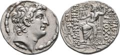 Greek SELEUKID KINGS OF SYRIA. Antiochos VIII Epiphanes (Grypos), 121/0-97/6 BC. Tetradrachm (Silver, 27 mm, 16.07 g, 12 h), Antiochia on the Orontes, 109-96. Diademed head of Antiochos VIII to right.