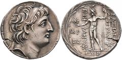 Greek SELEUKID KINGS OF SYRIA. Antiochos VIII Epiphanes (Grypos), 121/0-97/6 BC. Tetradrachm (Silver, 28 mm, 16.50 g, 12 h), Damaskos, SE 193 = 120/9. Diademed head of Antiochos VIII to right. Rev. BA