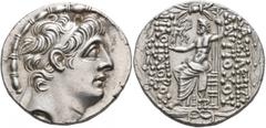 Greek SELEUKID KINGS OF SYRIA. Antiochos IX Eusebes Philopator (Kyzikenos), 114/3-95 BC. Tetradrachm (Silver, 27 mm, 16.12 g, 1 h), Antiochia on the Orontes. Third reign, circa 96-95. Diademed head of