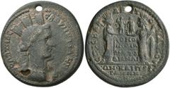 Roman Provincial LESBOS. Mytilene. Pseudo-autonomous issue. Hexassarion (Bronze, 35 mm, 22.75 g, 12 h), Homonoia with Pergamum in Mysia. Valerius Aristomachos, strategos, time of Valerian I, 253-260. 