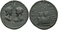 Roman Provincial PISIDIA. Selge. Philip I, with Otacilia Severa, 244-249. Hexassarion (Bronze, 35 mm, 16.27 g, 1 h). ΑΥ•Κ•Μ•ΙΟΥΛ•ΦΙΛΙΠΠΟϹ•Ϲ MAP Ⲱ - ϹƐΥΗΡΑϹ Diademed and draped bust of Otacilia Severa,