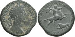 Roman Imperial Commodus, 177-192. Sestertius (Orichalcum, 31 mm, 22.19 g, 11 h), Rome, 181-182. M ANTONINVS COMMODVS AVG Laureate head of Commodus to right. Rev. VIRTVTI AVGVSTI TR P VII IMP III COS I