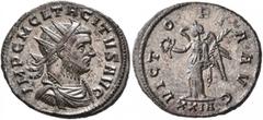 Roman Imperial Tacitus, 275-276. Antoninianus (Silvered bronze, 22 mm, 4.21 g, 6 h), Rome, November-December 275. IMP C M CL TACITVS AVG Radiate, draped and cuirassed bust of Tacitus to right. Rev. VI