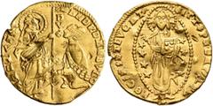 Early Medieval & Islamic CRUSADERS. Venetians in the Levant. Ducat (Gold, 20 mm, 3.50 g, 5 h), imitating Venice. Uncertain mint, struck in the name of Andrea Dandolo, circa 1344-1382. St. Mark standin