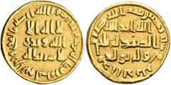 Early Medieval & Islamic ISLAMIC, Umayyad Caliphate. temp. 'Abd al-Malik ibn Marwan, AH 65-86 / AD 685-705. Dinar (Gold, 19 mm, 4.24 g, 6 h), no mint name, AH 80 = AD 699/700. In inner field: 'no God 
