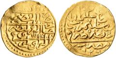 Early Medieval & Islamic ISLAMIC, Ottoman Empire. Sulayman I Qanuni ('the Lawgiver'), AH 926-974 / AD 1520-1566. Sultani (Gold, 20 mm, 3.51 g, 12 h), Misr, AH 926 = AD 1520. Pere 181. Sultan 9471. The